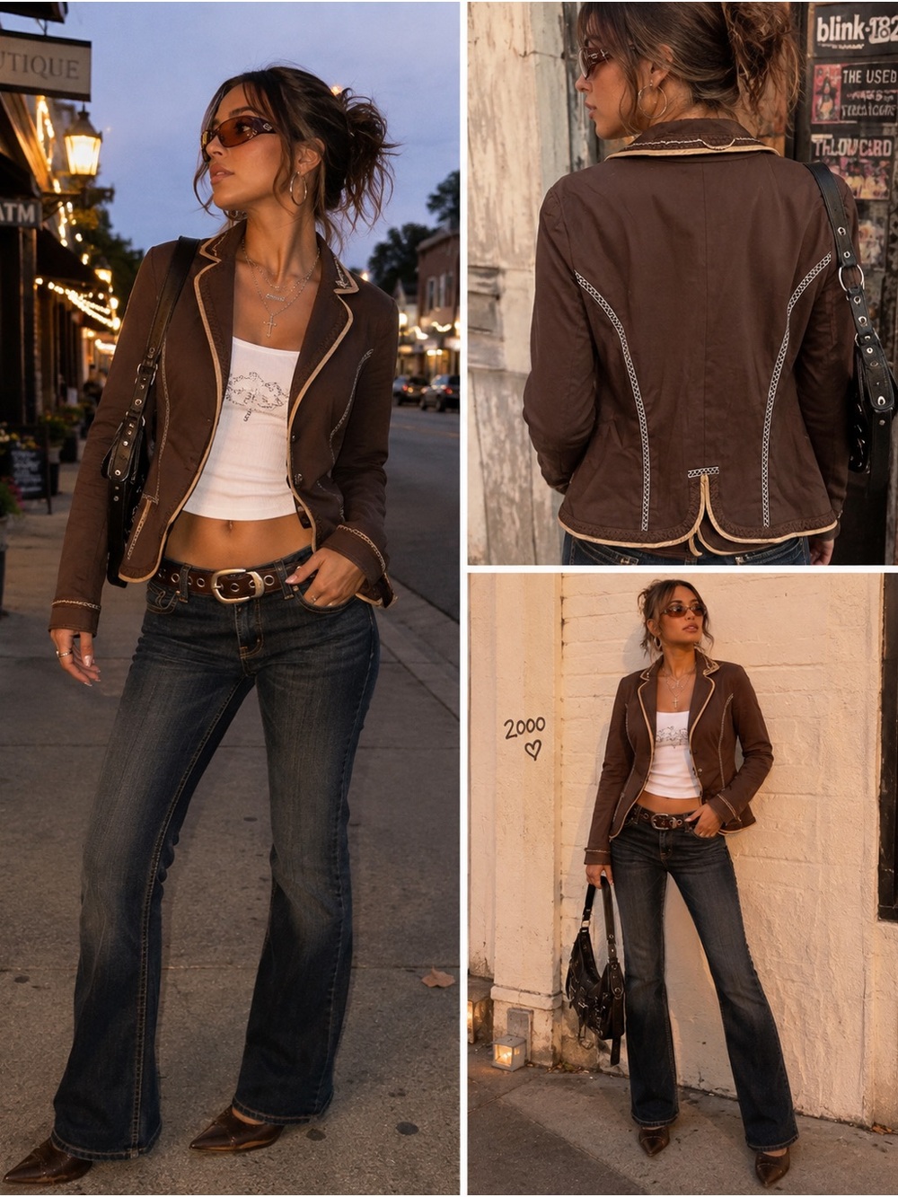 The Limited - Deadstock - Brown Blazer with Contrast Piping